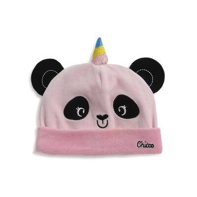 Girls Medium Pink Velour Hat with Applique Embroidery